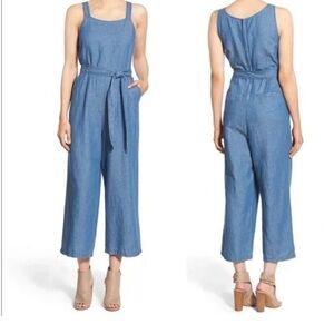 MADEWELL CHAMBRAY MURALIST JUMPSUIT OVERALLS COTTON